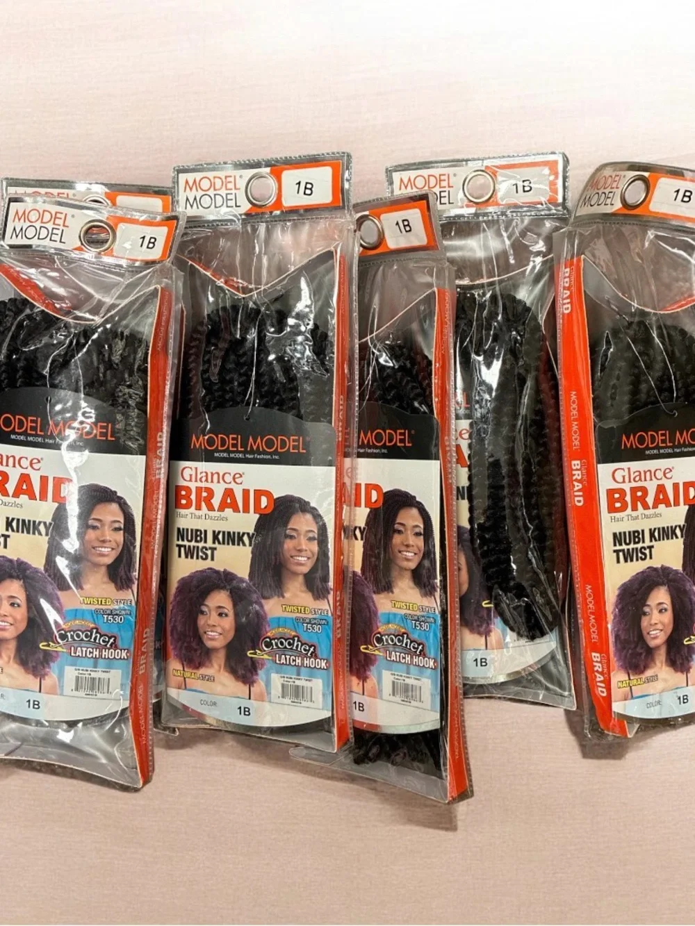 6 Packs Glance Braid Nubi Kinky Twist Hair - 1B Black